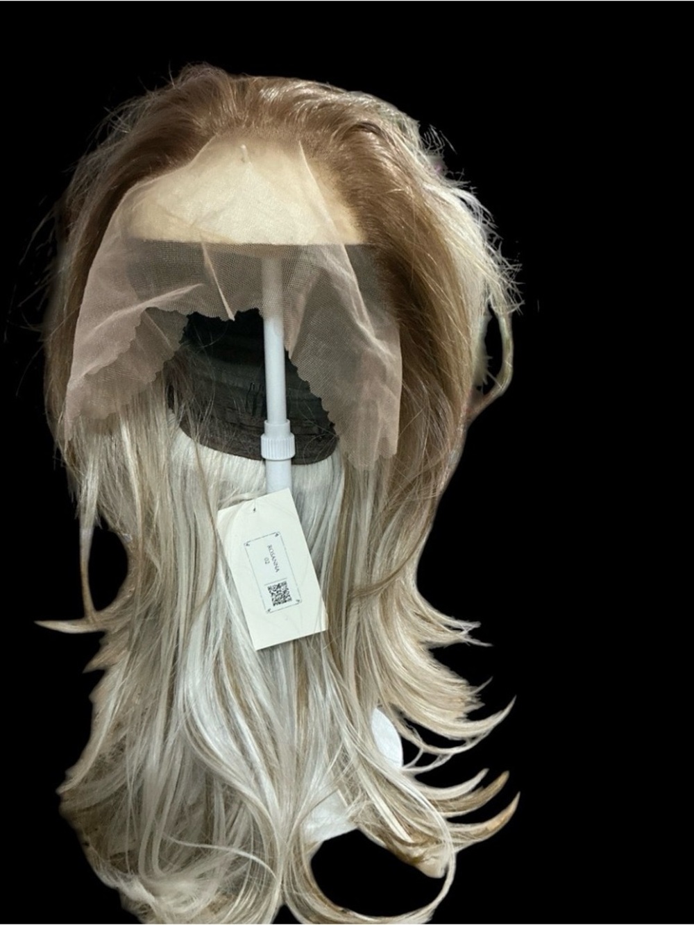 Lace Front Womens Wig - Gray Blonde Ombre Layered Style